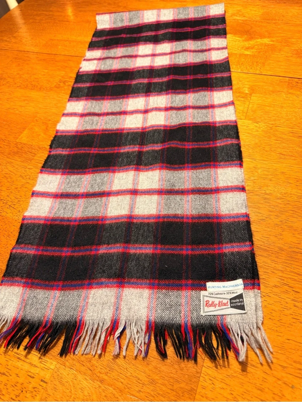 Vintage Rally Klad Scarf Cashmere & Wool Hunting MacPherson Tartan